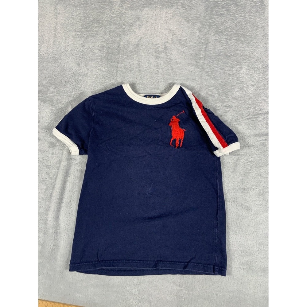 Polo Ralph Lauren Big Pony T-Shirt Boys Size‎ 8 Navy Blue 100% Cotton Used